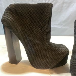 Senso Diffusion Saffron Black Platform Suede Bootie, Size EU 37 US 6.5/7